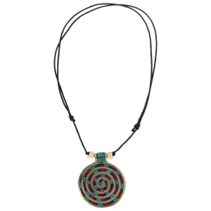 Wikinger Halskette Sunna mit Spirale (6 cm) in Bunt Frontansicht
