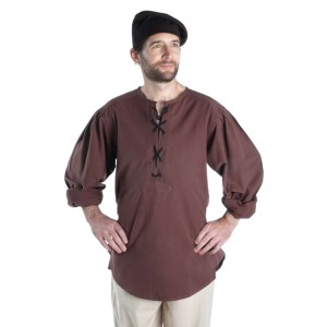 Mittelalterhemden kragenlose Bauernhemden in natur, blau, schwarz, braun, grün, dunkelrot