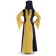 Mittelalter Kleid Liebgart in Gelb-Blau Rückansicht